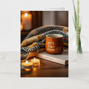 Cozy warm candle lit evening foil greeting card