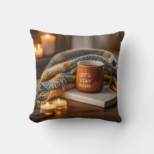 Cozy warm candle lit evening  throw pillow