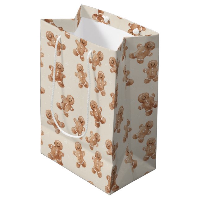 Cozy Warm Christmas Gingerbread Cookies Medium Gift Bag (Front Angled)