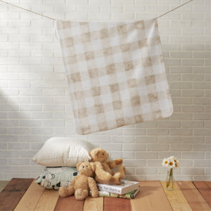 Cozy Warm Cream Beige Stripes Baby Blanket