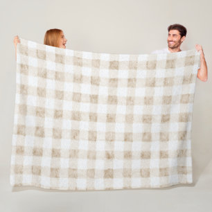 Cozy Warm Cream Beige Stripes Fleece Blanket