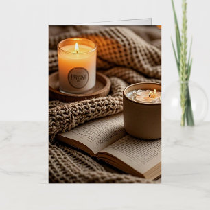 Cozy warm evening candles and blanket  foil greeting card