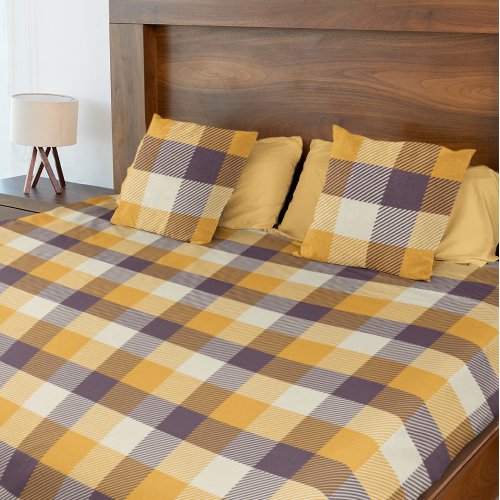 Cozy Warm Fall Colors Orange Plaid Tartan Pattern Duvet Cover