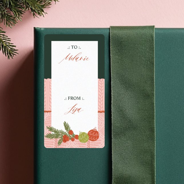 Cozy & Warm Knitted Pink Sweater To From Holiday Label (Cozy & Warm Knitted Pink Sweater To From Holiday Label)