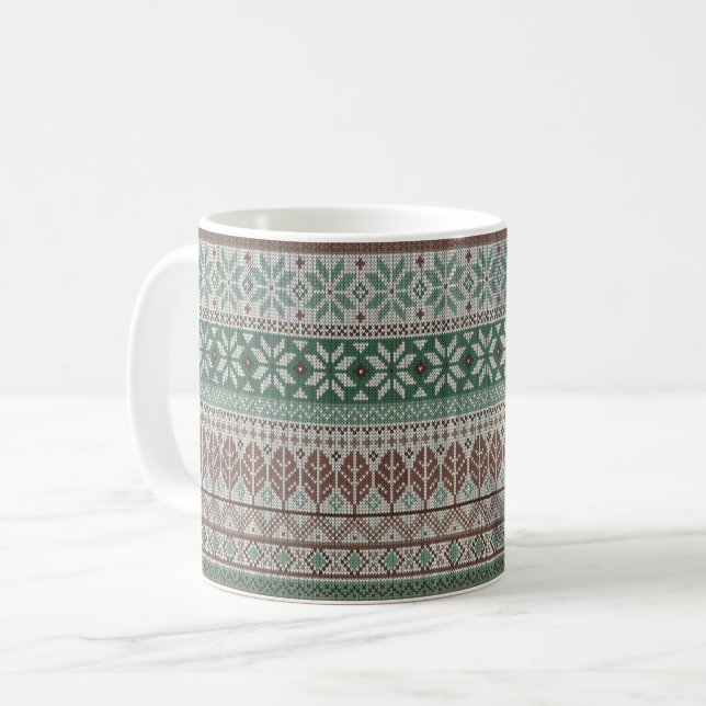 Cozy warm knitting coffee mug (Front Left)