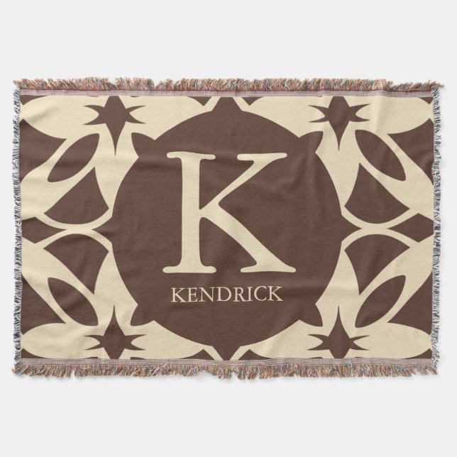Cozy Warm Mocha Mousse Geometric Personalized Throw Blanket (Front)