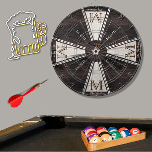 Cozy Warm Rustic Wood Grain Family Monogram Dart Board