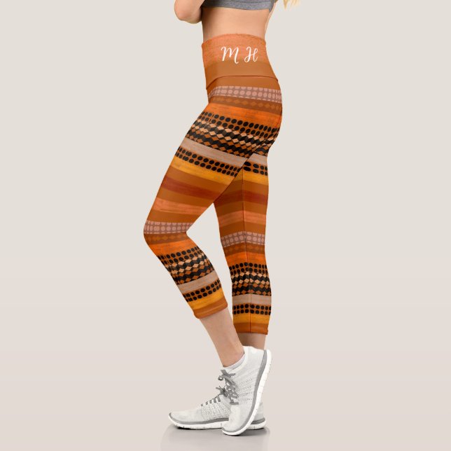 Cozy warm tones yoga leggings Name & monogram (Left)
