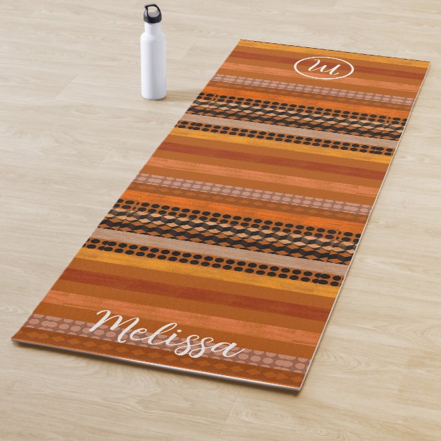 Cozy warm tones Yoga Mat. Custom name  & monogram  Mat (In Situ)