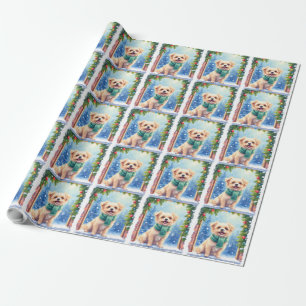 Cozy Watercolor Affenpinscher Christmas Snowy Wrapping Paper