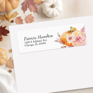 Cozy Watercolor Autumn Pumpkin Baby Shower Label