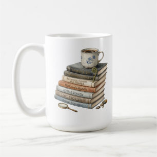 Cozy Watercolor Book Stack with Tea Cup Hygge Have