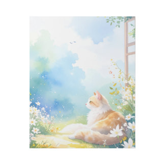 Cozy Watercolor Cat Gallery Wrapped Canvas Wrap
