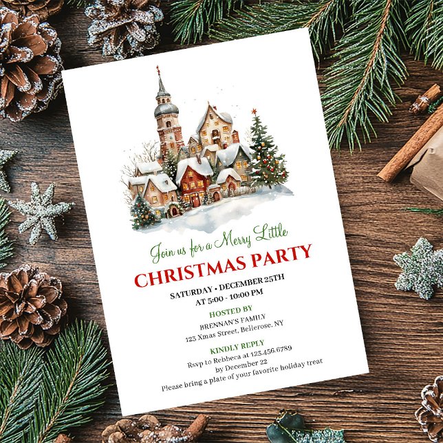 Cozy watercolor Christmas scene party invitation (Cozy watercolor Christmas scene party invitation

)