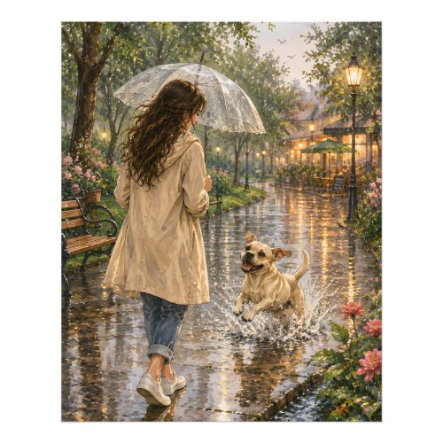 Cozy Watercolor Dog Illustration Photo Print