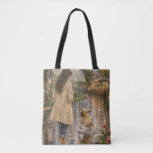 Cozy Watercolor Dog Illustration Tote Bag
