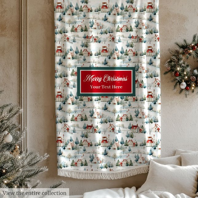 Cozy watercolor festive Christmas village blanket (Cozy watercolor festive Christmas village blanket)
