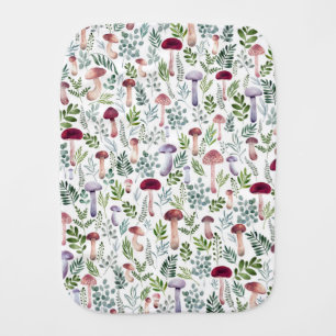 Cozy Watercolor Mushrooms Pattern   Baby Burp Cloth