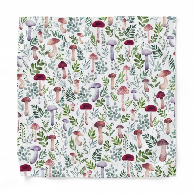 Cozy Watercolor Mushrooms Pattern    Bandana (Front)