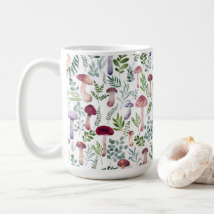 Cozy Watercolor Mushrooms Pattern Coffee Mug