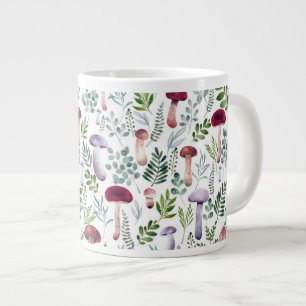 Cozy Watercolor Mushrooms Pattern Giant Coffee Mug