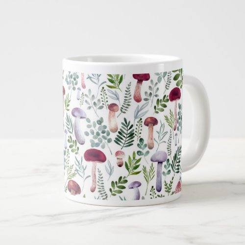 Cozy Watercolor Mushrooms Pattern    Giant Coffee Mug
