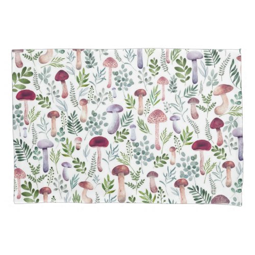 Cozy Watercolor Mushrooms Pattern   Pillow Case
