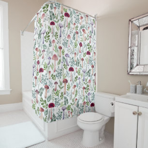 Cozy Watercolor Mushrooms Pattern Shower Curtain