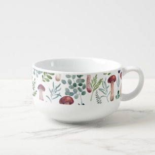 Cozy Watercolor Mushrooms Pattern Soup Mug