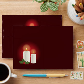 Cozy White Christmas Candles On Red Envelope