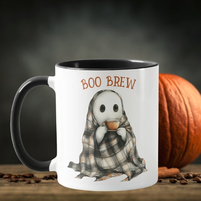 Cozy White Ghost Boo Brew Halloween Coffee Mug (Creator Uploaded)