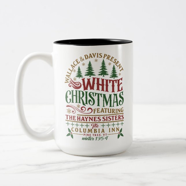 Cozy White Winter Holiday Movie – Merry Christmas Two-Tone Coffee Mug (Left)