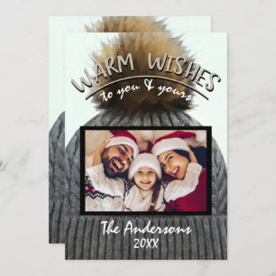 Cozy Winter Beanie Hat Holiday Christmas Photo Invitation
