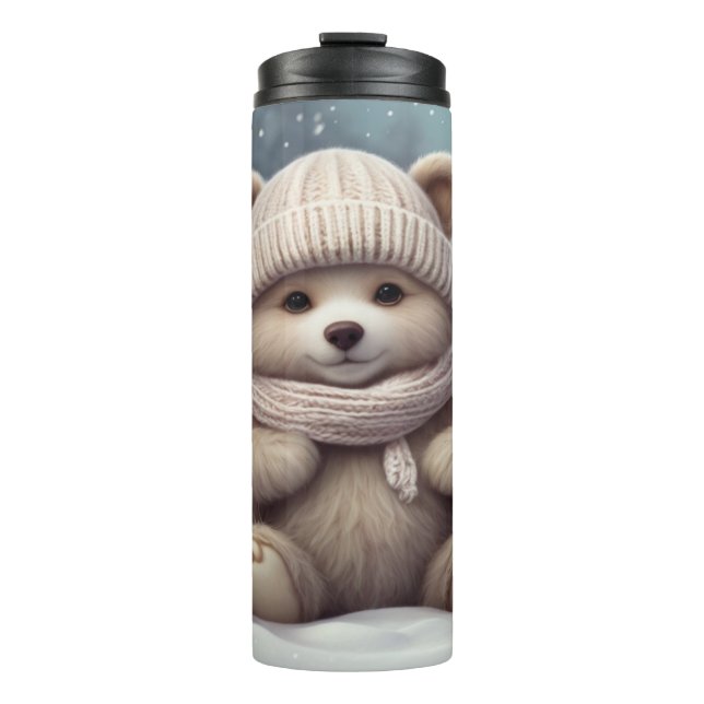 Cozy Winter Bear Cub Thermal Tumbler (Front)