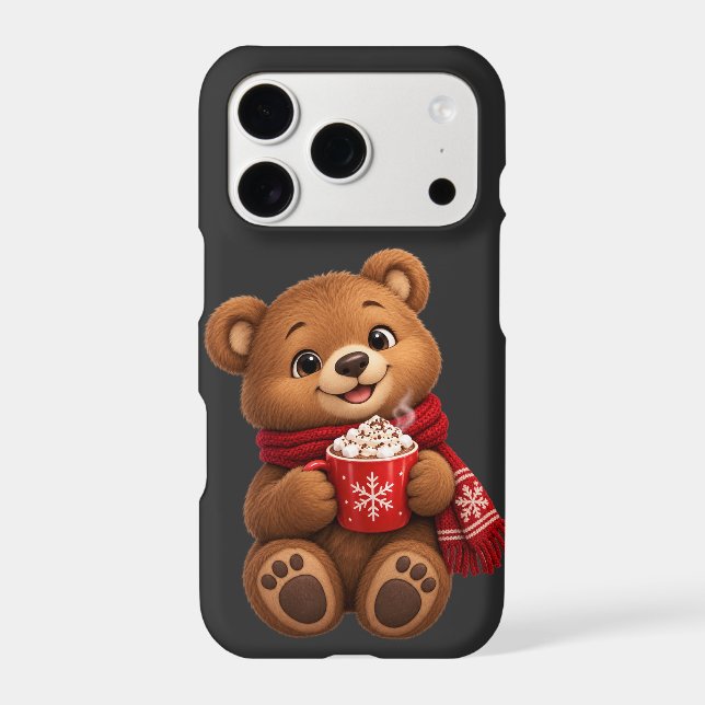 Cozy Winter Bear Hot Cocoa iPhone 17 Pro Case (Back)