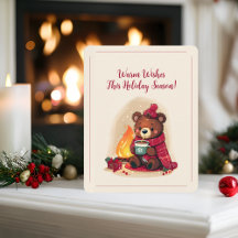 Cozy Winter Bear with Fireplace Christmas Cheer