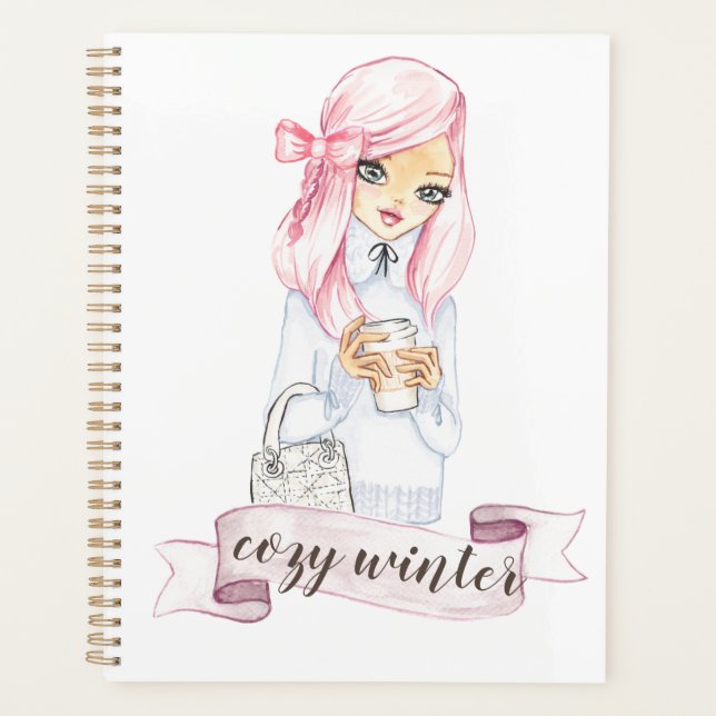 cozy winter blogger girl planner and calendar (Front)