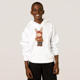 Cozy Winter Bunny Drinking Hot Cocoa Sticker Hoodie