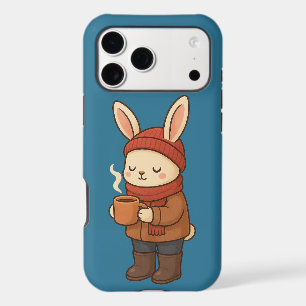Cozy Winter Bunny Drinking Hot Cocoa Sticker iPhone 17 Pro Max Case