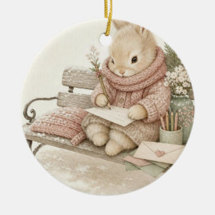 Cozy Winter Bunny Letter Writing Ornament