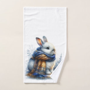 Cozy Winter Bunny Rabbit Hand Towel