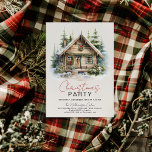 Cozy Winter Cabin Christmas Party Invitation<br><div class="desc">Cozy Winter Cabin Christmas Party Invitation - featuring a rustic,  watercolor country cabin in the woods all decked out for the holiday season.</div>