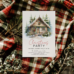Cozy Winter Cabin Christmas Party Invitation