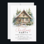Cozy Winter Cabin Christmas Party Invitation<br><div class="desc">Cozy Winter Cabin Christmas Party Invitation</div>
