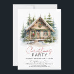 Cozy Winter Cabin Christmas Party Invitation<br><div class="desc">Cozy Winter Cabin Christmas Party Invitation</div>