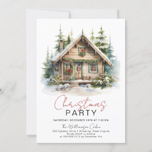 Cozy Winter Cabin Christmas Party Invitation