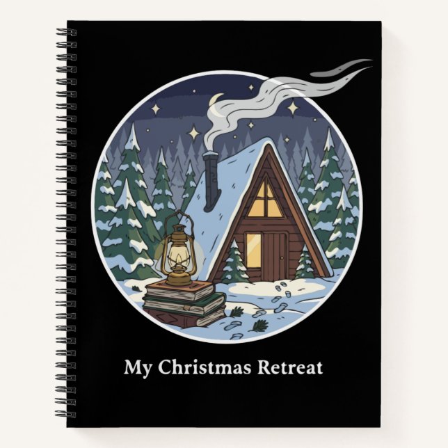 Cozy Winter Cabin Christmas Reading Retreat Notebook (Front)