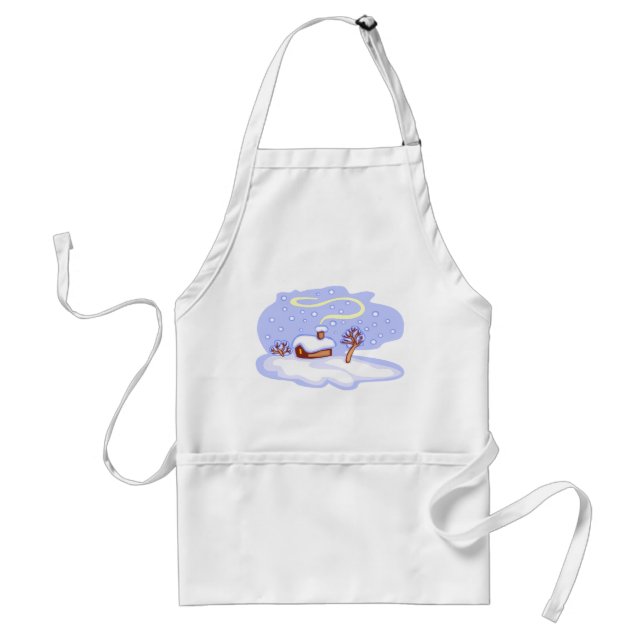 Cozy Winter Cabin in Snow Frosty Landscape Adult Apron (Front)
