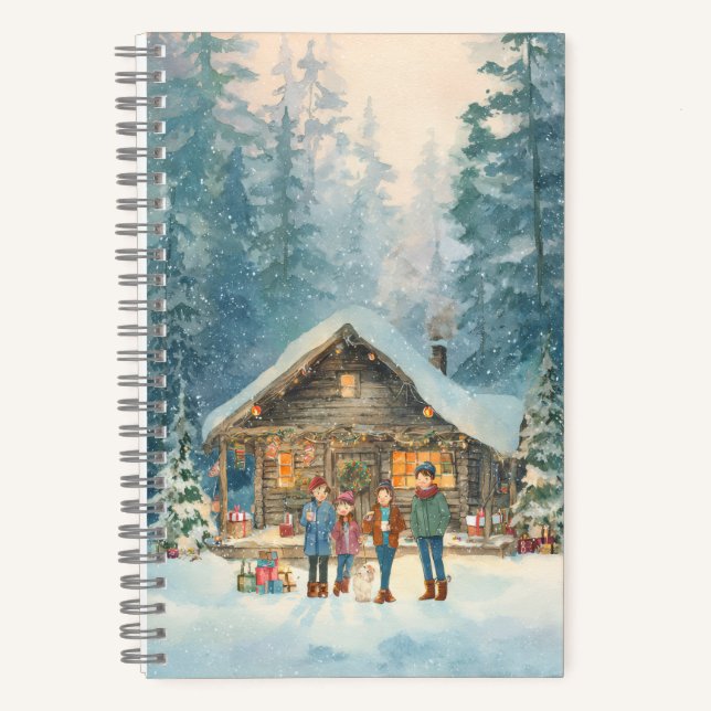 Cozy winter cabin in the woods notebook (Front)