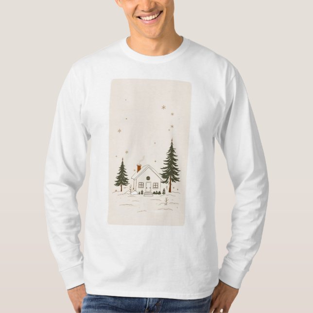 Cozy Winter Cabin Long Sleeve T-Shirt (Front)